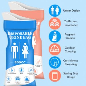 DIBBATU Disposable Urine Bag, 12/24 PCS Pee Bags for Travel for Women/Men, 800ML Emergency Portable Urinal Bag and Vomit Bags, Unisex Urinal Bag for Camping, Traffic Jams, Pregnant, Patient, Kids