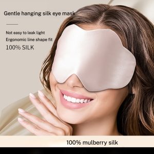 "SilkCloud Pro Sleep Mask - 100% Mulberry Silk, Light-Blocking, Fatigue-Relieving Over-Ear Eye Cover"
